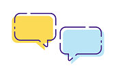 istock Chat icon. Speech bubble line art design. Different colors comment icons 1370082303