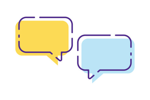 chat icon. speech bubble line art design. different colors comment icons - bubble 幅插畫檔、美工圖案、卡通及圖標