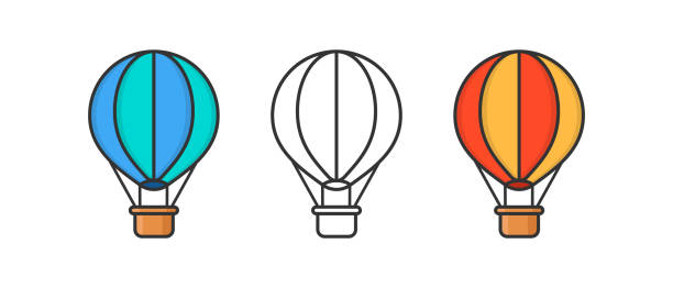 Hot air balloon icon isolated on white background Hot air balloon icon isolated on white background balloon symbols stock illustrations