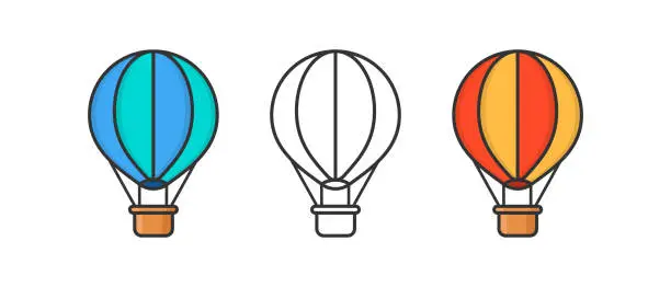 Vector illustration of Hot air balloon icon isolated on white background