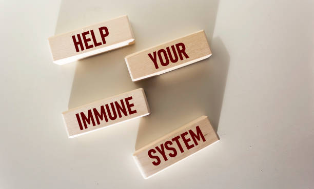 istock HELP YOUR IMMUNE SYSTEM written on wooden cubes on medical background. 1370084500