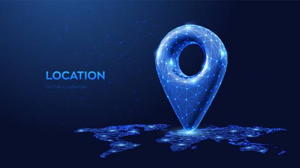 istock Point of location 3d icon. Navigator pin location checking on world map background. Wireframe gps map marker sign. Low polygonal Navigation pointer global position system symbol. Vector illustration. 1370084622