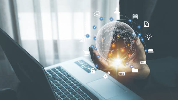 istock Businessmen use Internet connection technology and digital marketing. 1370088533