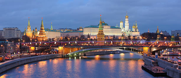 Moscow Kremlin at night stock photo