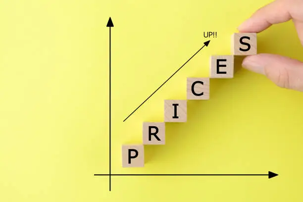 Photo of Wooden blocks arragend gradually high with graph