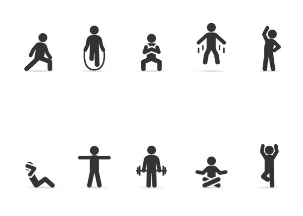 Vector set of sport exercise. Vector set of sport exercise. exercise class icon stock illustrations