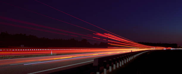 lights of cars with night. long exposure, light lines lights of cars with night. long exposure, light lines Long Time Exposure stock pictures, royalty-free photos & images