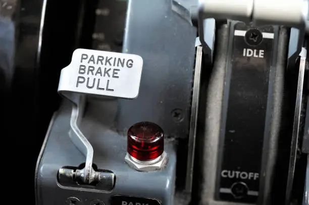 Parking brake lever of a Boeing 737-300