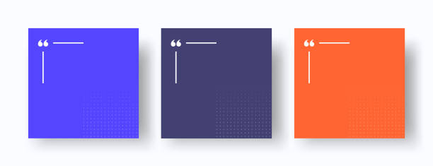 stockillustraties, clipart, cartoons en iconen met quote frames blank template set. empty square banner quote templates with copy space for social media post. quotation mark border text box on halftone backgrounds - testimonium