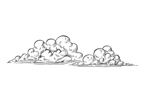 illustrazioni stock, clip art, cartoni animati e icone di tendenza di nuvola. illustrazione disegnata a mano convertita in vettoriale. - nube illustrazioni