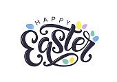 istock Happy Easter modern brush calligraphy isolated on white. 1370100519
