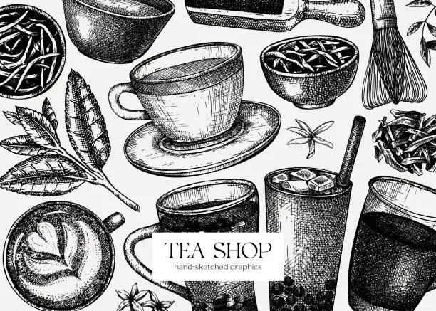 Vector illustration of Tea drinks background