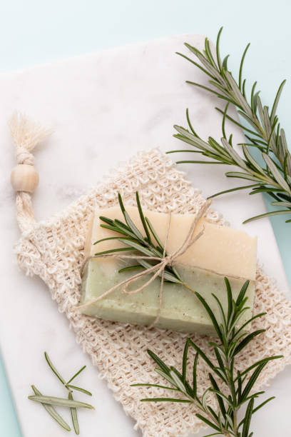 istock Handmade natural soap on pastel background. 1370102486