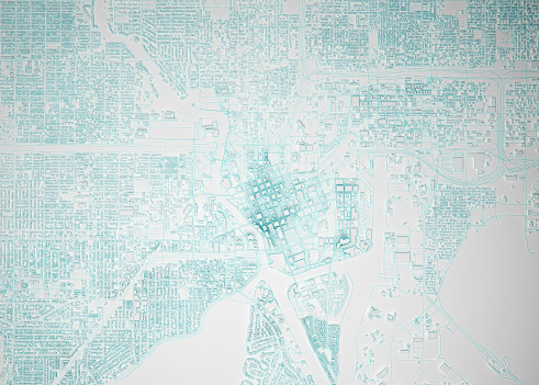 simplified map of the city of Tampa aerial view. 3d rendering
