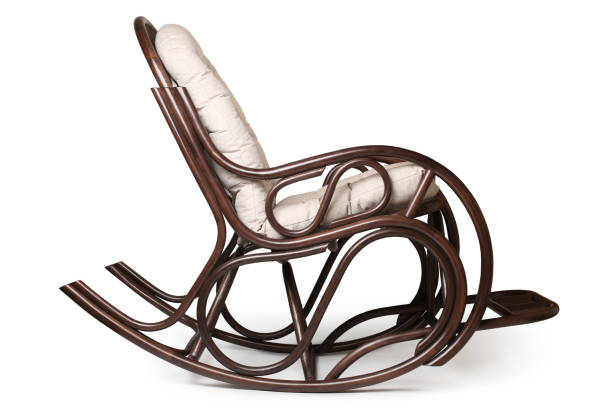 Metal Rocking Chair with Shadows in Black and White