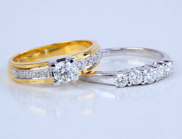 istock Golden ring with diamond and contemporary diamondring 137010468