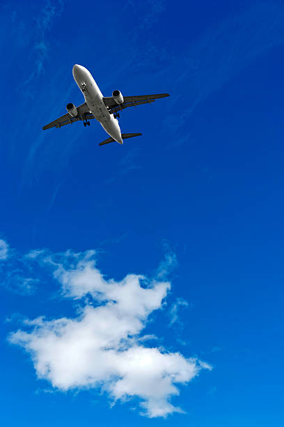 istock XL jet airplane landing in bright sky 137010521