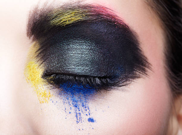 istock Female closed eye with unusual artistic painting makeup 1370109801