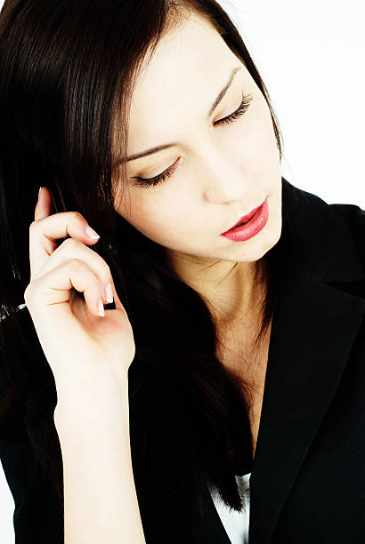 woman on phone stock photo