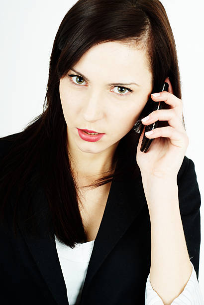 woman on phone stock photo