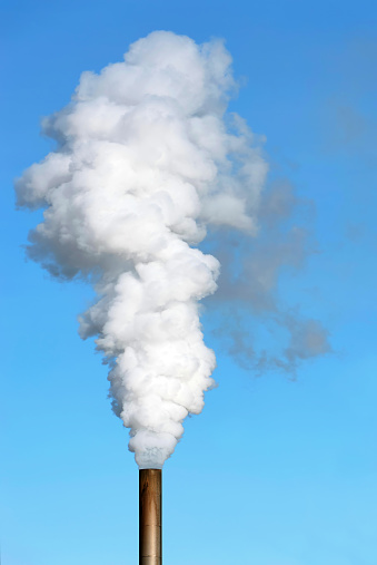 thick white smoke with blue sky, vertical frame (XXL)