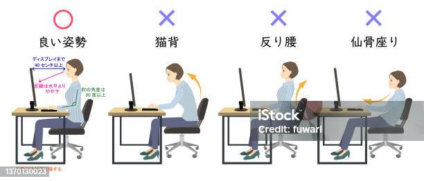 Computer Programmer Posture Correct Posture When Using A Computer Comparison Illustration Stock ...