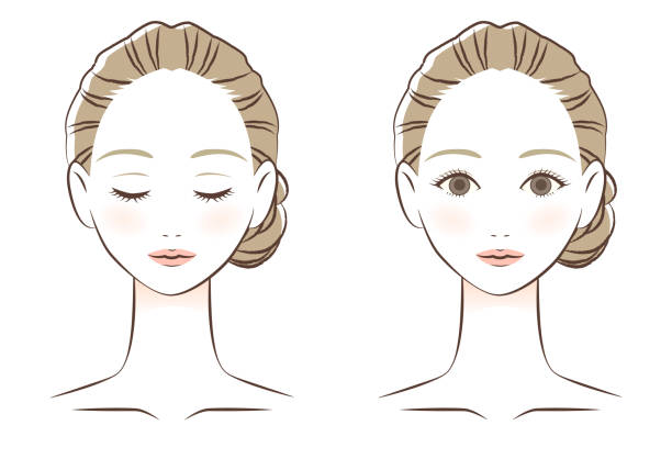 女性の顔線画 - 女性 イラスト点のイラスト素材／クリップアート素材／マンガ素材／アイコン素材