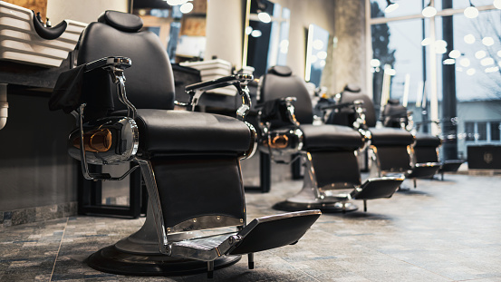 Empty chairs at barber shop