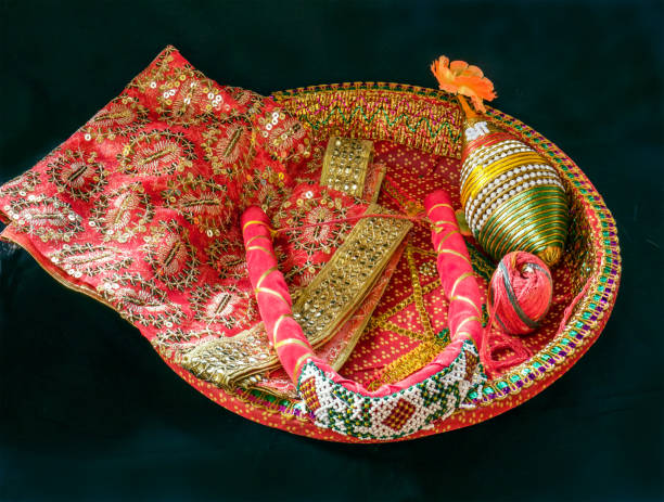 istock Beautifully decorated Hindu wedding coconut Studio shot 1370136969