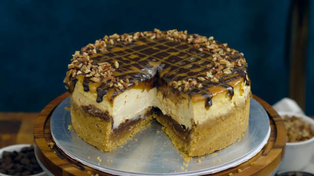 istock turtle caramel cake. turtle caramel cheesecake. turtle cheesecake 1370137656