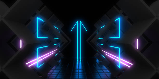 istock 3D abstract background with neon lights. neon tunnel  .space construction . .3d illustration 1370141688