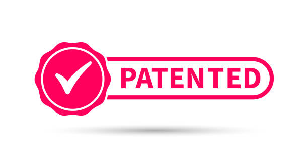 illustrations, cliparts, dessins animés et icônes de icône d’insigne de tampon de brevet vecteur rouge et blanc, breveté avec succès sous licence label de signe d’étiquette isolée avec coche - licensed