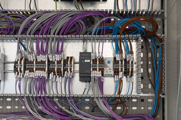 istock Closeup shot of a control panel with wiring 1370149211