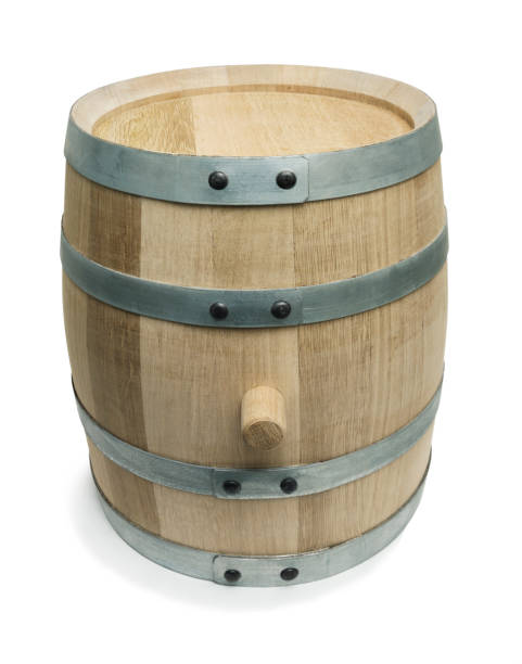 istock Oak barrel of a small capacity  on a white background 1370151621