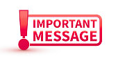 istock Important message sign icon in flat style. Warning information vector illustration on white isolated background. Exclamation business concept. 1370156741