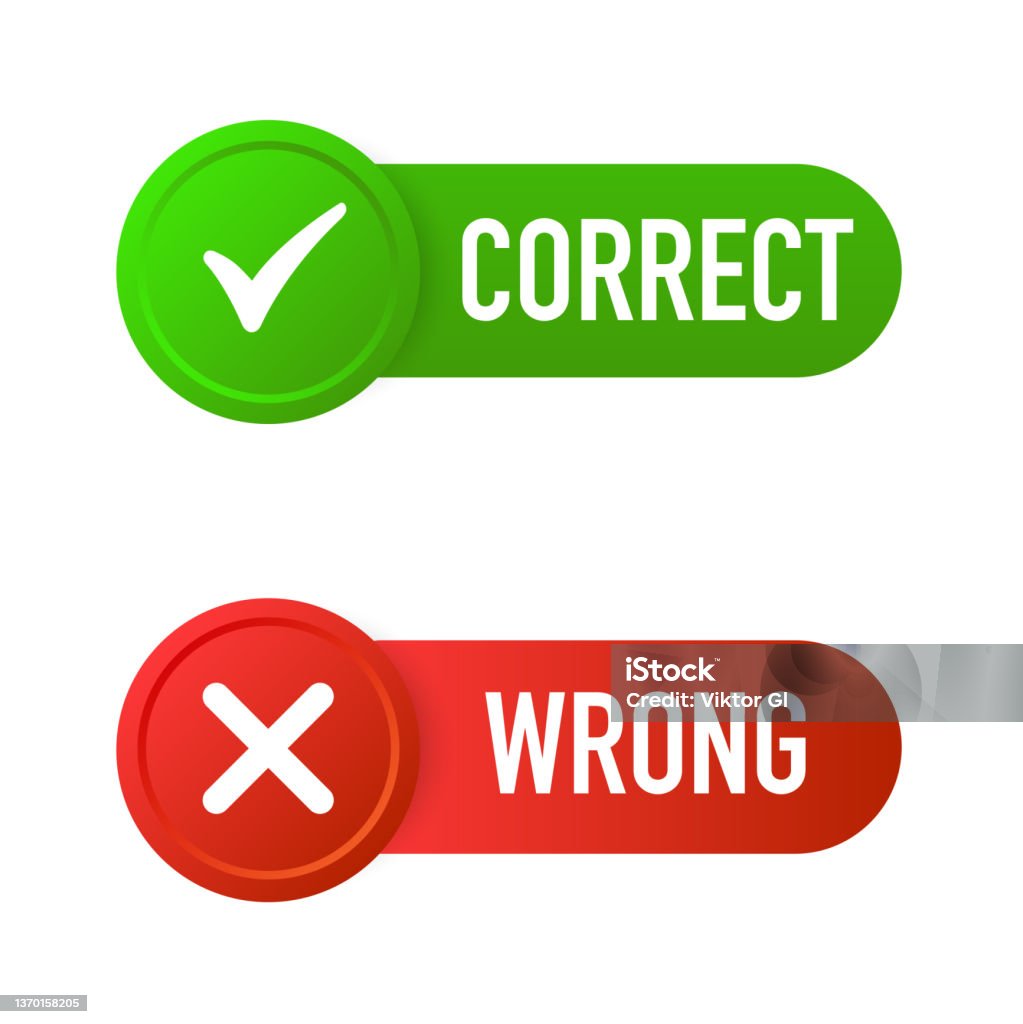 Incorrect Labeled Correct And Wrong Labels Vector Design Stock Illustration - Download ...