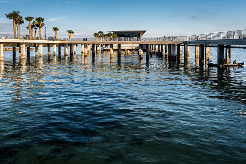 Image of the new Saint Persburg pier at sunset