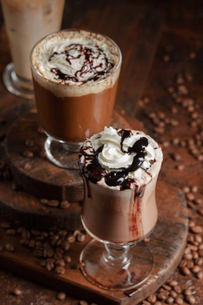 istock Coffee and chocolate drinks with whipped cream. 1370167615