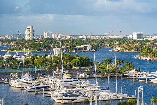 Fort Lauderdale Marina From Above with many yachts