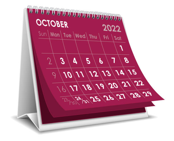 ilustraciones, imágenes clip art, dibujos animados e iconos de stock de calendario octubre 2022 - almanaque