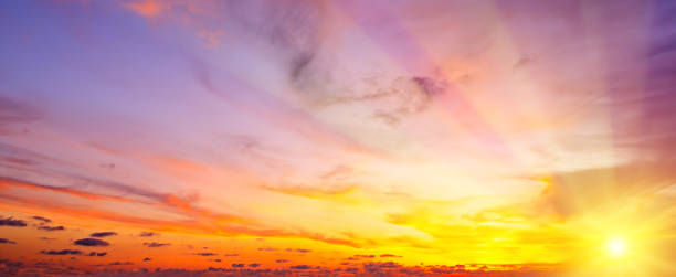istock dramatic sky with cloud at sunset. Wide photo. 1370171448