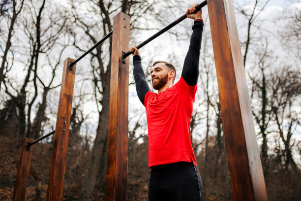 istock Man practicing in outdoors health club 1370172495