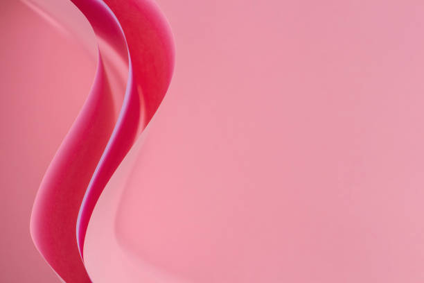 istock Abstract colored paper geometry composition monochrome background in pink color with curved lines and shapes 1370172534