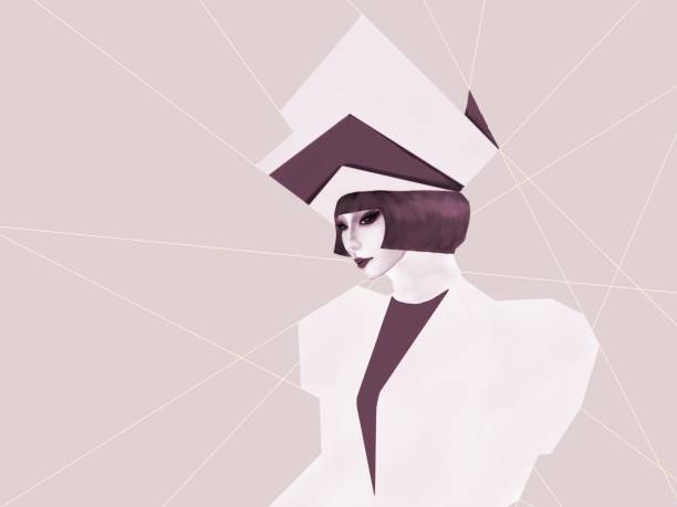 istock Asian woman dressed in designer clothes in geometric style close-up 1370173675