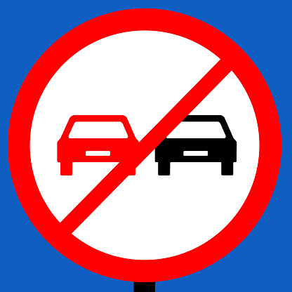 End of no overtaking where the road, widens road traffic sign