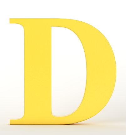 Letter D yellow on white background