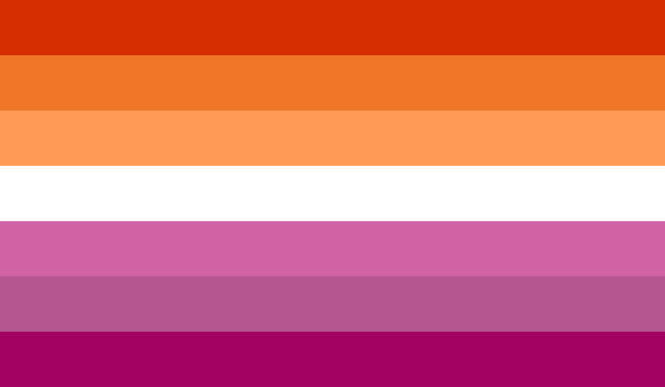 pomarańczowo-różowa flaga lesbijska pochodząca od różowej flagi, krążącej w mediach społecznościowych w 2018 roku - circulated stock illustrations