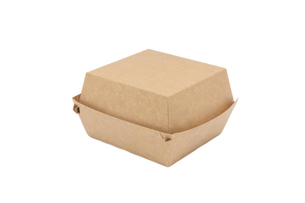 istock Paper packaging for burgers on a white background 1370183593