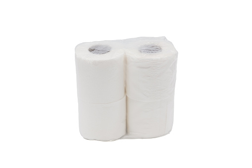 Packing white toilet paper on a white background