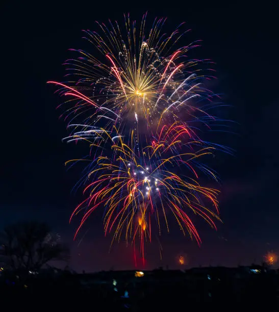 Photo of vertical fireworks display
